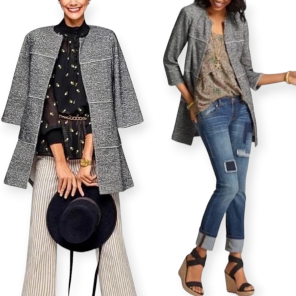 CAbi Jackets & Blazers - NWOT CAbi The Times black & white digital print duster cardigan coat Women Large